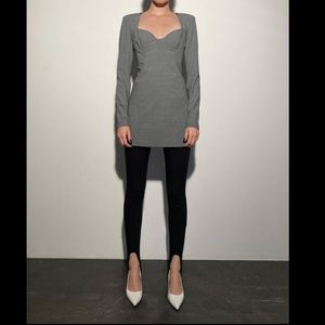 ZARA fitted grey mini dress with sweetheart neck